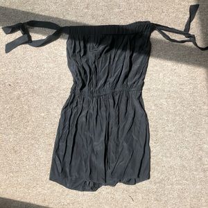 Zaful black romper with sleeves you tie up